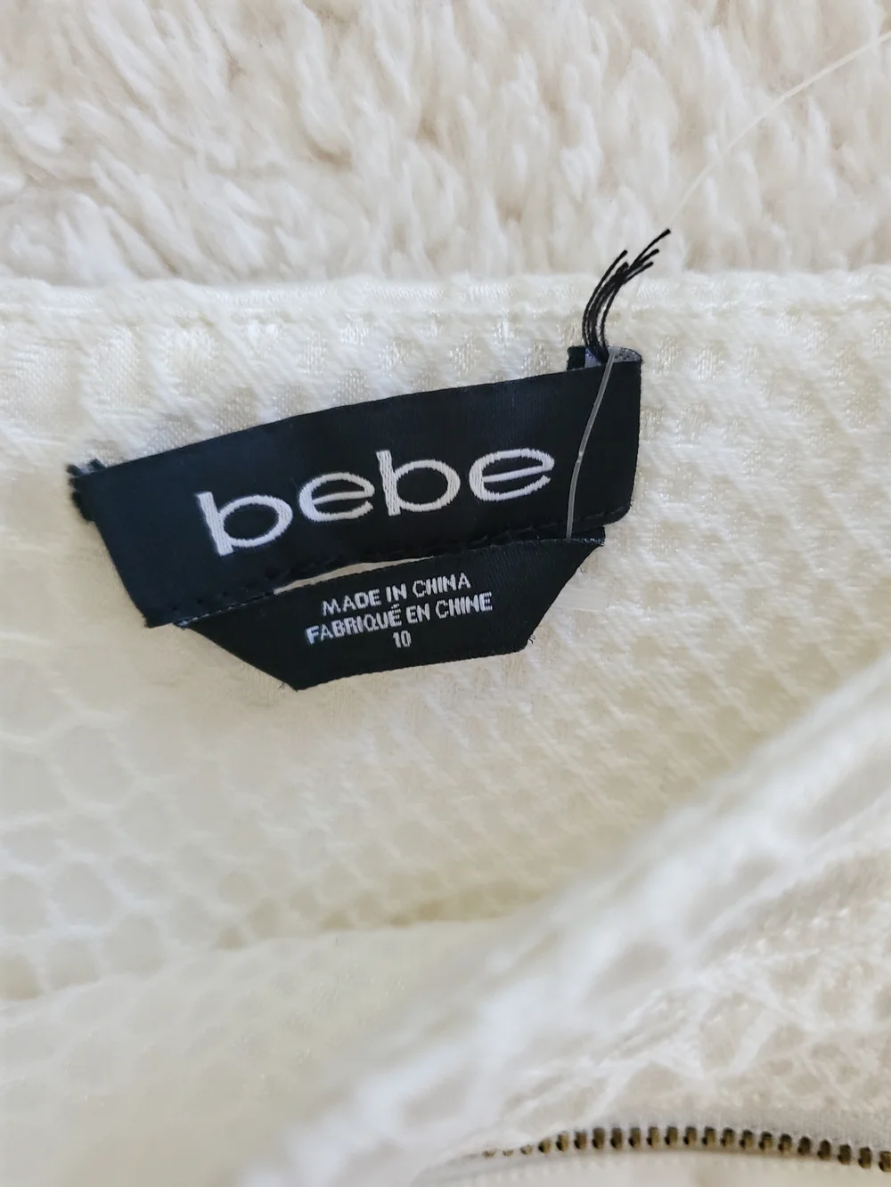 bebe White High-Waist Zip Pocket Shorts